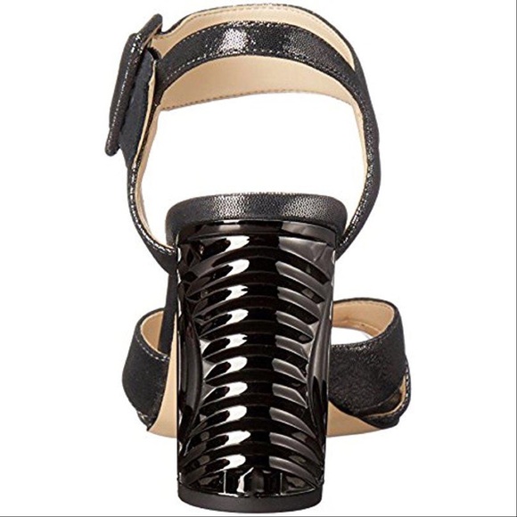 Silver Metallic Crisscross Metal Block Heel Sandal - Picture 6 of 6